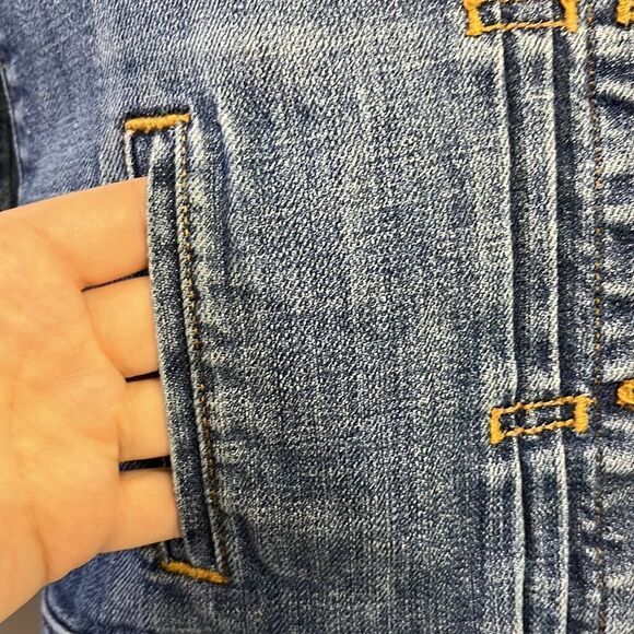 J CREW Blue Denim Jean Jacket with Button Closure and Distressed Accents- Small - Picture 7 of 13